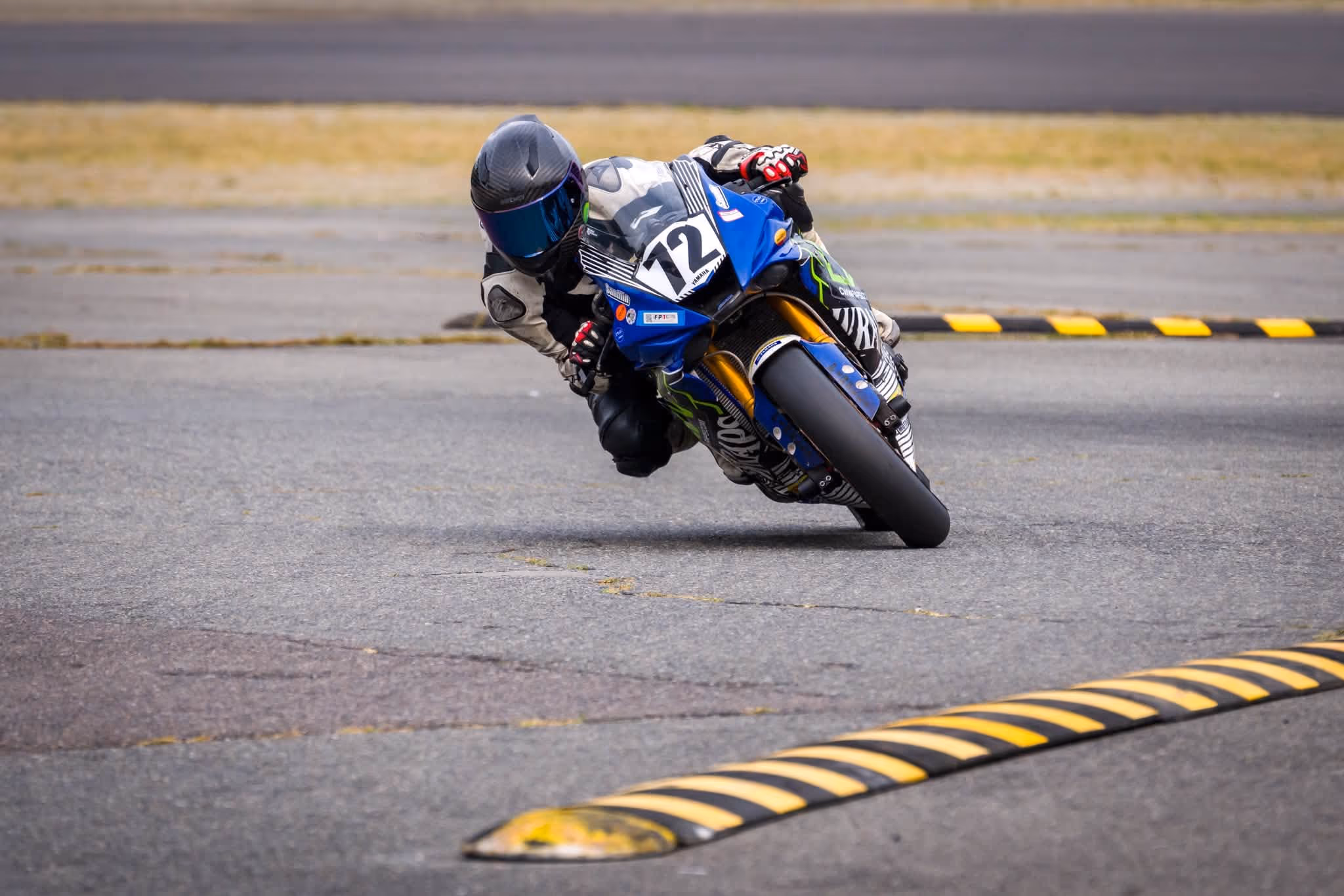 Tipping into a corner over the rumble strip